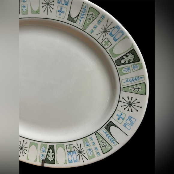 Vintage Atomic MCM Taylorstone Cathay Age Oval Serving Platter, Geometric Dish - Picture 3 of 8
